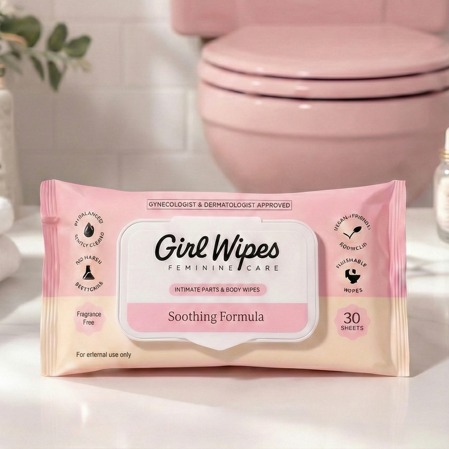 Girl Wipes - Flushable pH Balanced Wipes for Women